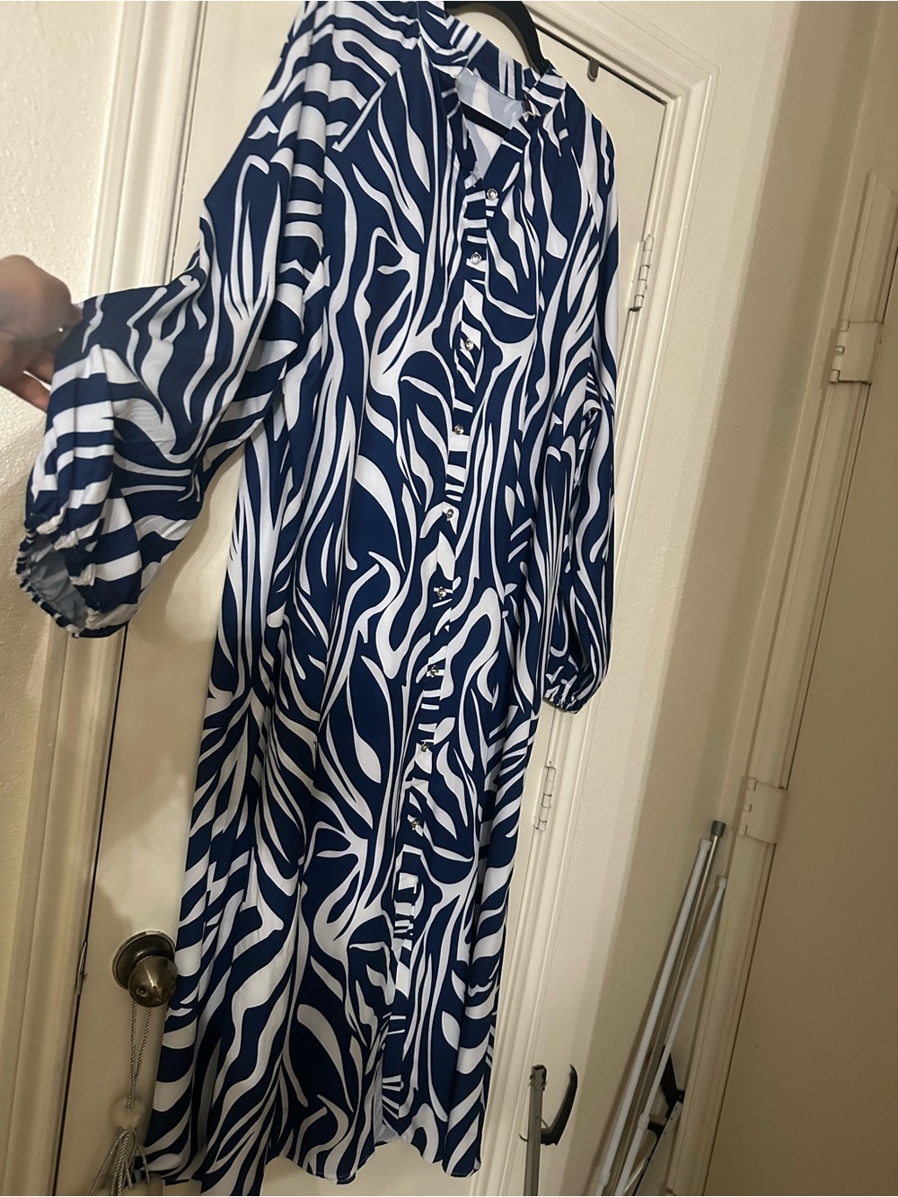 Blue and white maxi dress